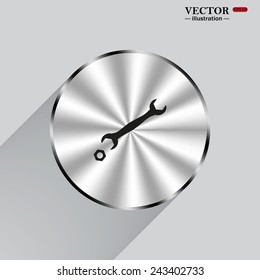 Circle, steel, metal, shadow. black wrench , vector illustration, EPS 10