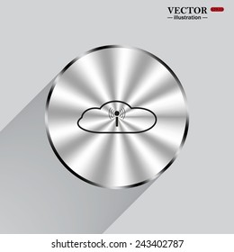 Circle, steel, metal, shadow. Cloud storage surrounded wi-fi network , vector illustration, EPS 10