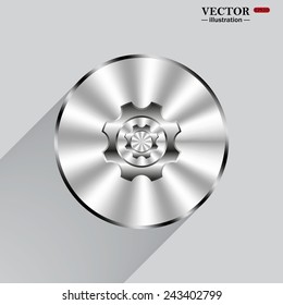 Circle, steel, metal, shadow. Cog Settings , vector illustration, EPS 10