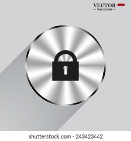 Circle, steel, metal, shadow. lock black , vector illustration, EPS 10