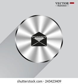 Circle, steel, metal, shadow. open envelope with a letter, vector, EPS 10