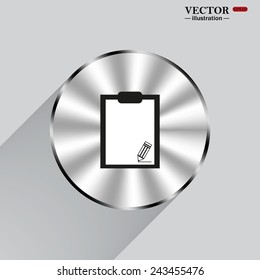 Circle, steel, metal, shadow. tablet with paper, vector illustration, EPS 10