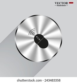 Circle, steel, metal, shadow. Wireless mouse, vector illustration, EPS 10
