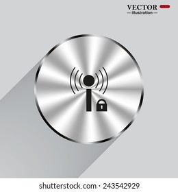 Circle, steel, metal, shadow. Wireless network access is closed, locked, vector illustration, EPS 10