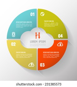 Circle step cloud concept with icons. Vector illustration.