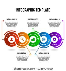 Circle step infographic design template.