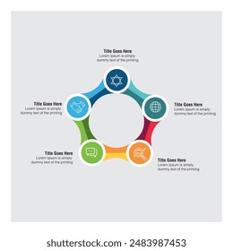 Circle step infographic vector design with 5 steps colorful style for presentation purposeFlat step infographic can be used for business and marketing