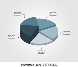 circle step template for infographic for presentation for 5 element