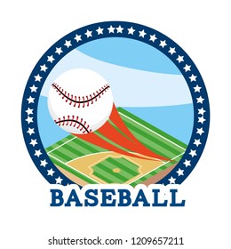 circle sticker with baseball ball equipment