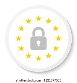 Circle sticker icon with the wreath of the EU and a padlock.
