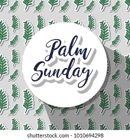 circle sticker with palm sunday message