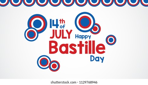 Circle Sticker Special Happy Bastille Day 2018 Combination Creative Design with white background