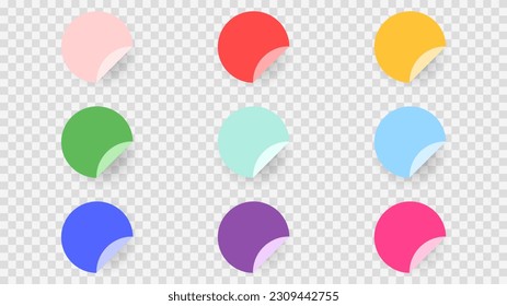 Circle stickers color set elements , isolated on transparent background , illustration Vector EPS 10
