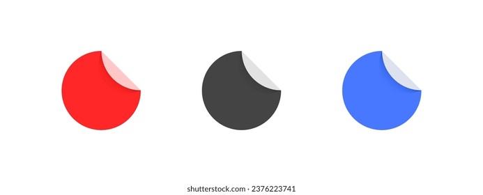 Circle stickers with curl flat illustration. Adhesive blank sticker set.