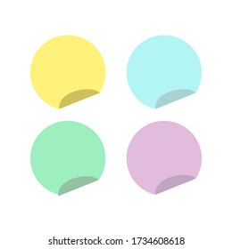 Notas pegajosas de círculo con borde curvo. Estilo plano. Aislado sobre fondo blanco