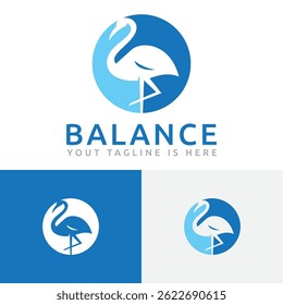 Circle Stork Bird Animal Negative Space Balance Business Logo Template