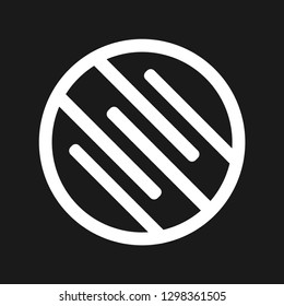 Circle Stripe Logo Set. Bold Icon. Line Vector. White.