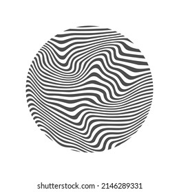 Circle striped shape. Geometric distortion. Optical illusion. Abstract background. Vector illustration