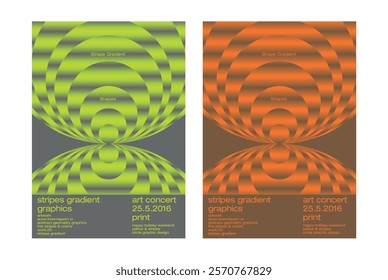 Circle stripes gradient pattern poster template yellow orange base color horizontal line gradient trendy concept neon style gradation texture motion effect dynamic radial glow flyer cover banner card