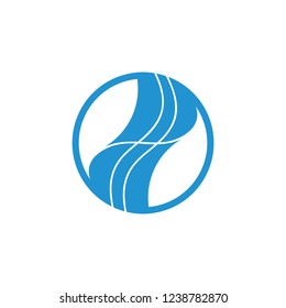 circle stripes wavy round logo vector