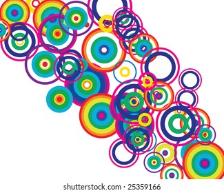 Circle stroke elements vector background in different colors