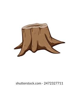 circle stump cartoon. wooden ring, removal log, bark texture circle stump sign. isolated symbol vector illustration