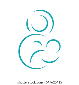 Circle style breastfeeding logo template. Mother holding baby