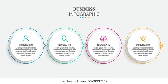 Circle style infographic template with icons and 4 options or steps. for business concept, presentations banner, workflow layout, process diagram