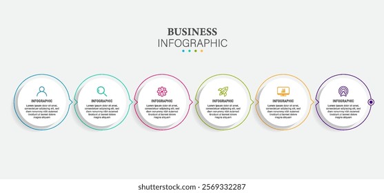 Circle style infographic template with icons and 6 options or steps. for business concept, presentations banner, workflow layout, process diagram