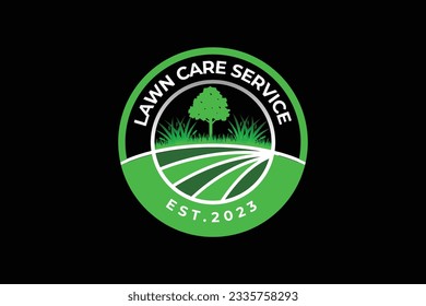 circle style lawn care logo, grass trimming, landscape, grass, agriculture concept logo design