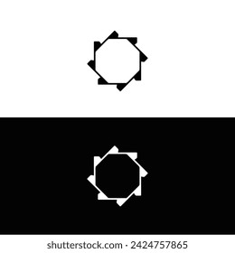 Circle stylish vector logo template design . Black and white circle logo silhouette 