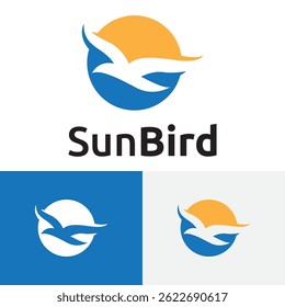 Circle Sun Bird Animal Flying Freedom Business Logo Template