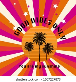 Circle of the sun with colorful sunshie beach with text icon vector illustrations. Design For t-shirt ,fashion, fabric, web, and all prints on summer mood background color