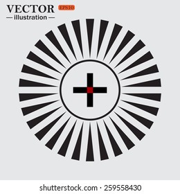Circle. The sun. Rays. Black icons on white.  Plus sign icon, vector, EPS 10