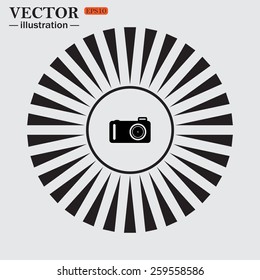 Circle. The sun. Rays. Black icons on white.  photo camera, vector illustration, EPS 10