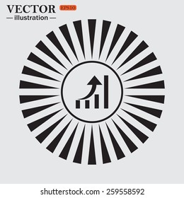 Circle. The sun. Rays. Black icons on white.  growth of business, vector illustration, EPS 10