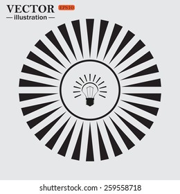 Circle. The sun. Rays. Black icons on white.  bulb icon, vector illustration, EPS 10