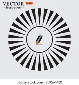 Circle. The sun. Rays. Black icons on white. pencil, vector, EPS 10