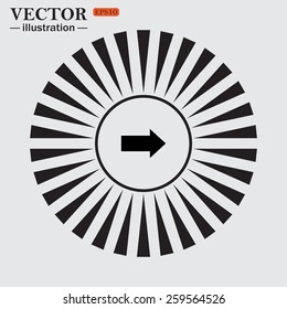 Circle. The sun. Rays. Black icons on white.  arrow indicates the direction, vector illustration, EPS 10