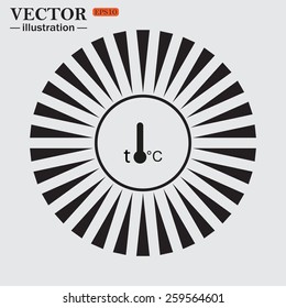 Circle. The sun. Rays. Black icons on white. Thermometer , vector illustration, EPS 10