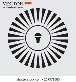 Circle. The sun. Rays. Black icons on white. LED lamp , vector illustration, EPS 10