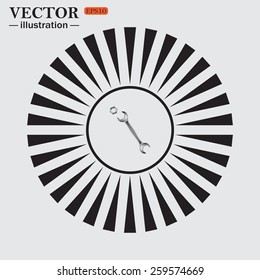 Circle. The sun. Rays. Black icons on white. realistic wrench , vector illustration, EPS 10
