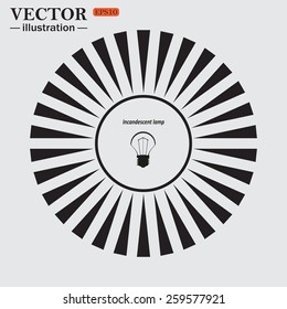 Circle. The sun. Rays. Black icons on white. incandescent bulb, vector illustration, EPS 10