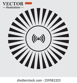 Circle. The sun. Rays. Black icons on white. Wireless network access is closed, locked, vector illustration, EPS 10