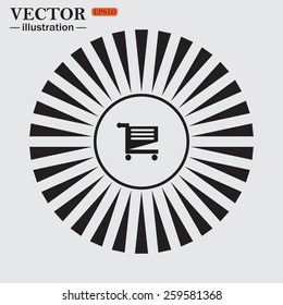 Circle. The sun. Rays. Black icons on white. Shopping basket , vector illustration, EPS 10