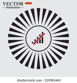Circle. The sun. Rays. Black icons on white. no signal, poor signal strength, signal strength indicator, vector illustration, EPS 10