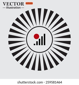 Circle. The sun. Rays. Black icons on white. no signal, poor signal strength, signal strength indicator, vector illustration, EPS 10