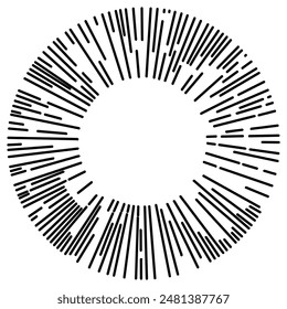 Circle of sun rays, isolated on white, vector illustration