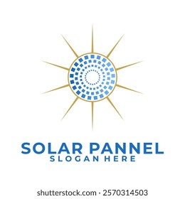 Circle Sun Solar Panel. Solar Energy logo designs vector, Solar Panel logo icon
