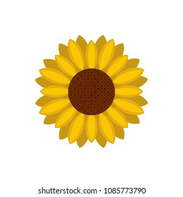 Circle of sunflower icon. Flat illustration of circle of sunflower vector icon for web